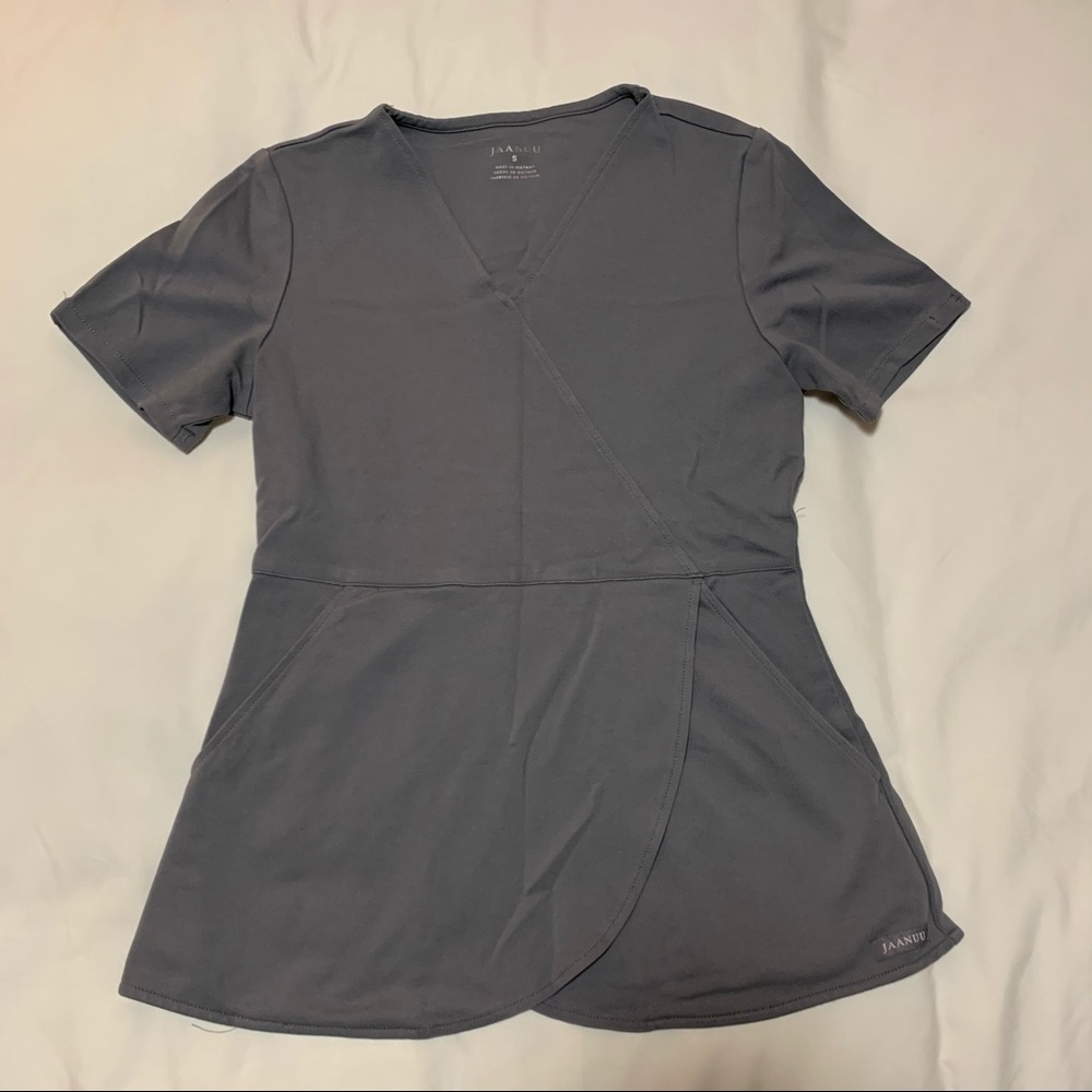 Jaanuu Mock-Wrap Tulip Scrub Top